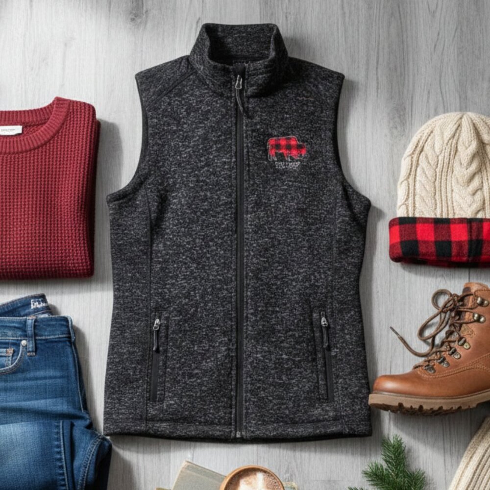 Port Authority Buffalo New York Heathered Sweater Fleece Vest